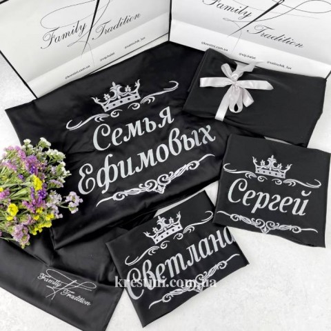 Постельное бельё из сатина "Серебро на чёрном" Постельное бельё из сатина "Серебро на чёрном"